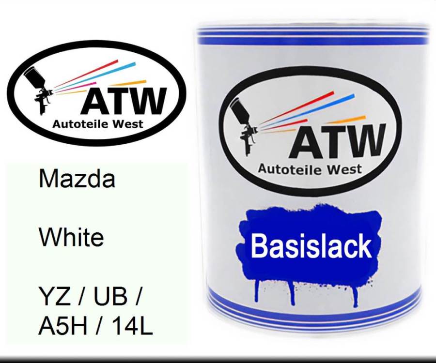 Mazda, White, YZ / UB / A5H / 14L: 1L Lackdose, von ATW Autoteile West.